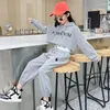 Clothing Sets Girls Casaul Fashion Korean Style Tracksuit Kids 3pcs Vest Hoodie Pants Sport Suits Teenage 5-14 Years