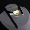 Black Rope Chokers Necklaces Luxury Heart Love Shaped Torques Necklaces Retro Gold Plated Pendants With Gift Box