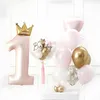 Décoration de fête 40 pouces Prince Couronne Numéro Ballons en aluminium 1er anniversaire Décorations Enfants Garçon Fille Premier Anniversaire Globos Fournitures