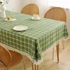 Table Cloth Fabric Tablecloth Desk Dining Coffee Plaid Rural Style Household