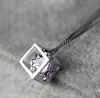 Chokers 925 Sterling Silver Cube Zirconia Pendant Necklace for Women Gift 45cm Link Chain Choker Collares Kolye S-N76 YQ240201