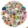 Autocollants de voiture 50pcs / lot The Muppet Show Kermit Frog Cartoon autocollant bricolage téléphone portable Lage Skateboard Iti décalcomanies amusant pour enfant Drop Deli Dhcea