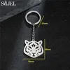 Keychains Lanyards SMJEL Handmade Animal Stainless Steel Keychain Vintage Snake Koala Lion Tiger Pendants Keyring Car Key Charm Ornament Accessory Q240201