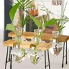 花瓶水耕植物花瓶クリエイティブラブハートハート形状ガラス容器木製フレームフラワーアレンジメントデスクトップ装飾