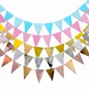 Feestdecoratie 2M Papier Goud Zilver Vlaggen Wimpel Bunting Garland Banner Voor Bruiloft Verjaardag Festivals Bruids Douche Benodigdheden