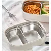 Set di stoviglie Nuovo Insation Termica Mensa per studenti Partizione Lunch Box in acciaio inossidabile Bento Portatile Compartimentalizzato Office Worke Dhrhl