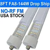 8Ft LED Bulbs 96" 144W FA8 Single Pin LED Tube Lights 14400LM, 6500k F96T12 Bulb Fluorescent Replacement, Ballast Bypass Milky Cover AC 85-277V usastock