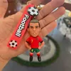 Keychains Lanyards Football Star Ronaldo Figure Keychain Jewelry Bag Pendent Keyring Collection Doll Car Ornaments Key Accessories Souvenirs Gifts Q240201