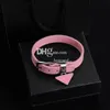 Pink Leather Bracelets Triangle Mental Bangles Stylish Letter Plated Bracelets With Stamp Jewelry Accessories