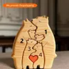 Incisione gratuita Personalizzata Famiglia di orsi Puzzle in legno Regalo di compleanno di Natale Nome della famiglia Scultura 2-7 nomi Decorazione da scrivania 240131