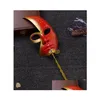 Маски для вечеринок Блестящая маскарадная маска с палкой Полуночный венецианский бал Карнавальные свадебные маски Ручная доставка Домашний сад Dhpbc