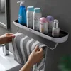 ECOCO Bathroom Shelf Storage Rack Holder Wall Mounted Shampoo Spices Shower Organizer Bathroom Accessories with Towel Bar 240118