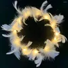 Party Decoration 6Pcs LED Christmas Headband Light Up Feather Angel Crown Wreath Headbands Luminous Hair Accessories Headdress For Women