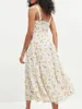 Casual Jurken Dames Elegante Lange Jurk Mouwloos Sweetheart Hals Bloemen Maxi Backless Flowy Strand Zomer Feestkleding