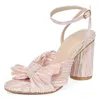 Sandals Baldauren Women Brand Summer Shoes Pleated Bow-Knot Round Heels Open Toe Dress Big Size Party Wedding Drop Delivery Accessori Dh6Bo