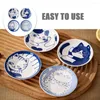 Plates 4pcs Ceramic Sauce Dishes Japanese Style Cat Pattern Seasoning Dish Appetizer Fruits Nuts Veggies Kitchen Storage Bowl