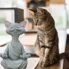 Decoratieve beeldjes grillige zwarte Boeddha kat beeldje meditatie yoga collectible gelukkig decor figuur speelgoed diermodel thuis