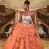 Unique Evening Dresses Crystal Strapless Gowns Sequins Beaded Puff Tiered Train Sleeveless Custom Made Formal Party Dresses