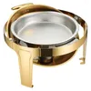 Cookware Sets El Large Stainless Steel Gold Pot 6.5L Roll Top Round Dining Silver Chafing Dish Food Warmer