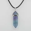 Chokers Natural Purple Green Fluorite Hexagonal Column Stone Halsband Pendant Charms Vintage Choker Halsband Fashion Women Jewelry YQ240201