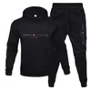 Tommyhilfiger Designer Sports kostym Originalkvalitet Mens Casual Set Tjocken tröja Tryck på två stycken Huven Sportkläder slit RHPS RHPS