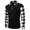 Men Polo Shirt Men Long Sleeve Top Plaid Matching Polo Shirt Business Wear Clothing Casual Fashion Men Tops 240129