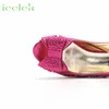 Scarpe e borse da donna africane dal design color fucsia Set sandali aperti con punta aperta con cristalli scintillanti per la festa di nozze 240123