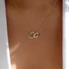 Chokers iparam Vintage Double Heart Pendant Necklace For Women Girl Zircon Crystal Neckor Gift For Lovers Fashion Jewelry Accessories YQ240201