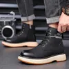 Boots 2023 Hot Sale Shoes for Men Casual Martin Boots Autumn Winter Mens Boots Lace-up Leather Solid Color Male Ankle Boots