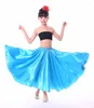 Stage Wear Jupe de pratique de danse pour enfants Brillant Satin Long Espagnol Swing Dancing Belly Sun 14 couleurs 2024