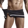 Underpants respirável masculino esporte troncos lado split shorts construído em bolsa jock tanga roupa interior estilo clássico para homens ativos