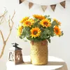 Decorative Flowers Artificial Bouquet Of Flower Single Branch Sunflower Fake Home Party Wedding Window Stage Layout Decoration Craft
