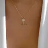 Chokers Simple Shiny Crystal Cross Pendant Necklace Ladies Retro Geometric Personality Gold Color Charm Halsband Girls Fashion Jewelry YQ240201