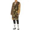 Women's Trench Coats Cotton Printed Multi Block Patchwork Design Camouflage Coat Funky Versatile Leopard Clash Long