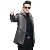 Haining Mink Coat Mens Fur Leather Goat Skin Medium Length Whole Detachable Liner Winter YKG4