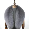 Lenços Natural Real Fox Fur Collar para Mulheres e Homens Casaco Jaqueta Extra Grande Tamanho Pescoço Quente Lenço Xales