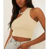 Tanques de mujer Punto 94% algodón Tops para mujeres Verano Sexy Fuera del hombro Sin mangas Elástico Harujuku Streetwear Camisola Trajes de playa