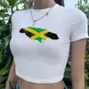 T-shirt da donna Giamaica gotico cyber y2k hippie crop top ragazza streetwear fata grunge manga anni '90 tee crop top L240201