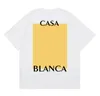 Summer Men's T-shirt Designers T Shirts Par Casa Blanca Mens Womens Loose Silk Shirt Printed Crew Neck Kort ärmad Pure Cotton Tee Casablanc Shirt Stor storlek 3xl