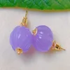 Dangle Brincos Moda Natural Roxo Jade Abóbora Beads Long Gold Ear Stud Ano Páscoa Água Doce Lindo Dia das Mães VALENTINE'S