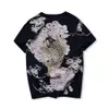 T-shirt de créateur T-shirt homme brodé T-shirt femme brodé à manches courtes Style chinois tatoué à manches courtes t Carpe brodée SY9H