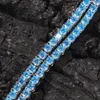 Collier chaîne de Tennis en Cz bleu bébé glacé de 4mm, bijoux de rappeur scintillants, vente en gros