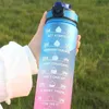 Thermos Bottiglia d'acqua da 1 litro Bottiglia d'acqua sportiva motivazionale con colori sfumati con indicatore del tempo Tazza a prova di perdite per palestra all'aperto in ufficio