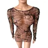 Casual Dresses Spider Web Fishnet Sexig klänning Halloween Cosplay BodyCon Night Club Party Mini Underwear For Women