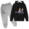 Clothing Sets Kids Wednesday Addams Spring Autumn Hoodie Pants 2pcs Suits For 3-12 Years Boys Girls Streetwear Tracksuit Children Clothes