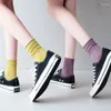 Women Socks Solid Color Four Seasons Women's Middle Tube Thin Loose College Style Soft Home Sock Student