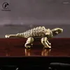 Estatuetas decorativas de latão dinossauro jurássico herbívoro pequena estátua escritório ornamentos de mesa chá animais de estimação artesanato miniaturas de animais crianças brinquedo