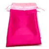 Sacos de cabelo de cetim embalagem jóias cosméticos maquiagem festa de casamento saquinho rosa seda cordão bolsa envoltório saco impressão 18x30 240124