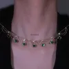Girocolli YOUNGX Collana vintage con cuore in zircone smeraldo di lusso a strati placcato oro reale Girocollo in cristallo verde rosso per regalo di gioielli da donna YQ240201