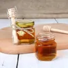 زجاجات 1.5 أوقية سداسية مصغرة زجاجية العسل الجرار الخشب دب الذهب غطاء النحل المعلقات المثالية للاستحمام